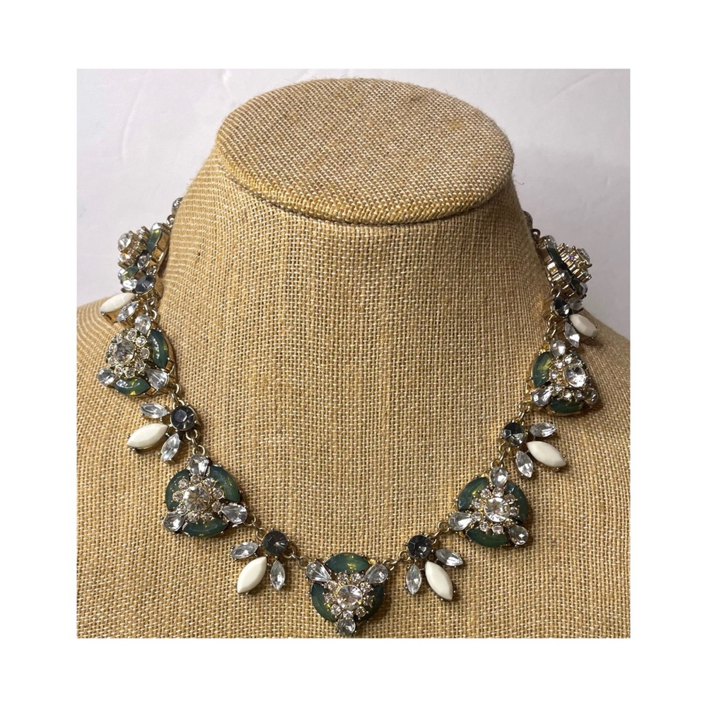 Natasha Clear & Topaz Crystal Rhinestone Diamond Statement Art Deco Necklace